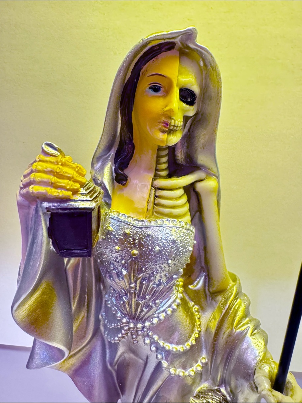 Silver and Yellow Skeleton Bride Statue - Home Art Decorative Figurine